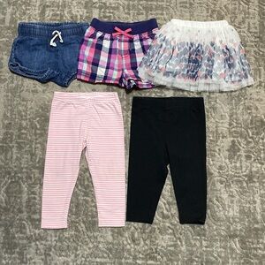 🔥4/20! Bundle of girls Shorts, Skirt, and Leggings. Size 12 Months
